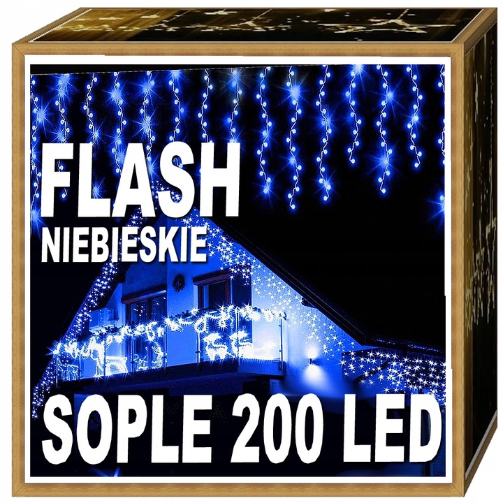 SOPLE FLASH 200 LED ZEWNĘTRZNE NIEBIESKIE CHOINKOWE lampki