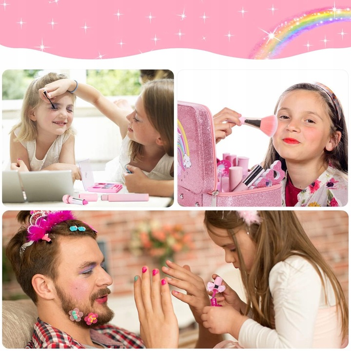 KUFEREK ZESTAW KOSMETYKI DO MAKIJAŻU PAZNOKCI JEDNOROŻEC MAKEUP DLA DZIECI