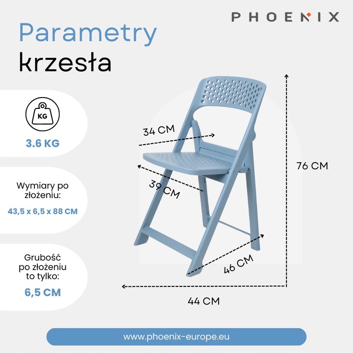 Phoenix Flap składane krzesło nowoczesny design PYTHON zielony