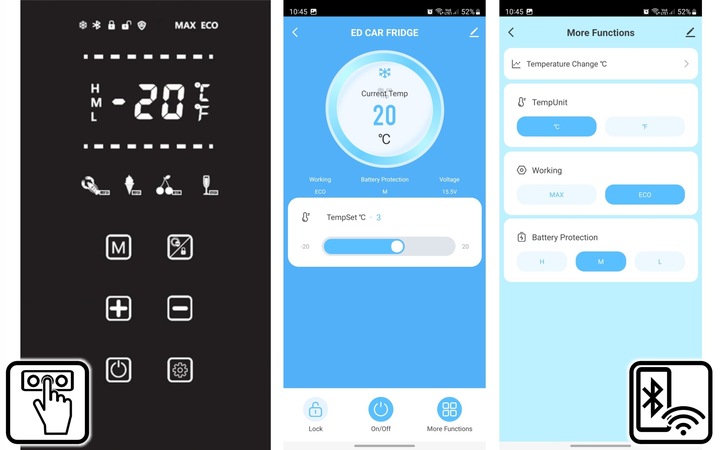 30L lodówka zamrażarka -20°C 12V/24V|230V bluetooth samochodowa sprężarkowa