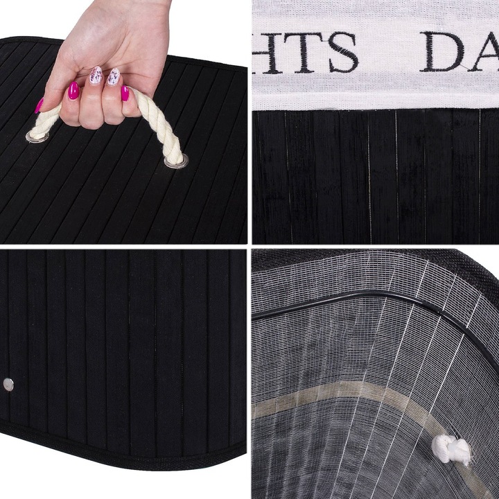 KOSZ BAMBUSOWY NA PRANIE BIELIZNĘ DWUKOMOROWY Z POKRYWĄ POJEMNIK DUŻY 100L