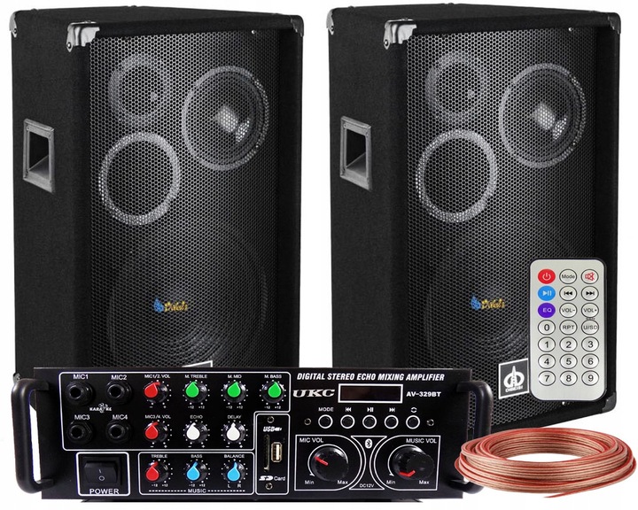 KOLUMNY ESTRADOWE 600W WZMACNIACZ BLUETOOTH USB SD PILOT NAGŁOŚNIENIE