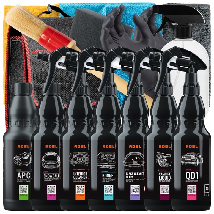 ADBL DUŻY ZESTAW KOSMETYKÓW DO CZYSZCZENIA AUTA Z TORBĄ DETAILING PREZENT