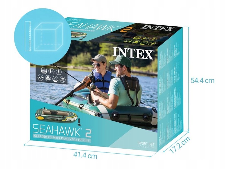 Ponton Wędkarski Seahawk 2os. Intex Pompka + Wiosła 68347 MODEL 2025