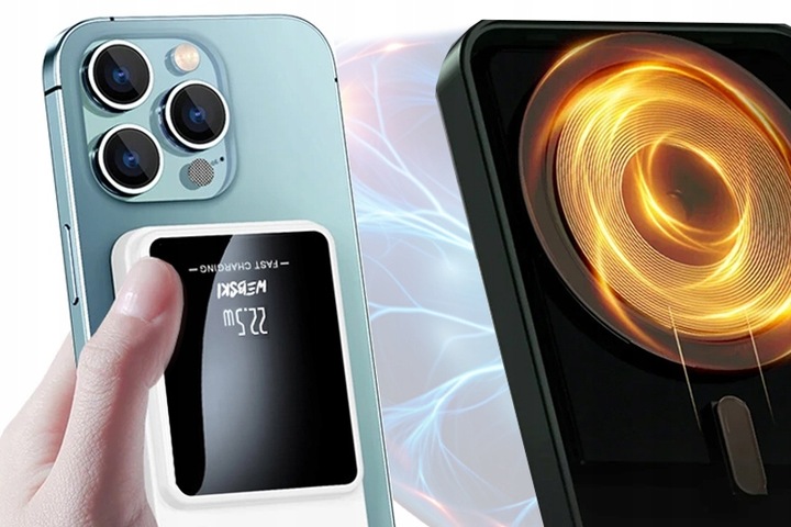 POWERBANK MAGNETYCZNY BEZPRZEWODOWY Z MAGSAFE 10000mAh 22,5W PD + kabel CC