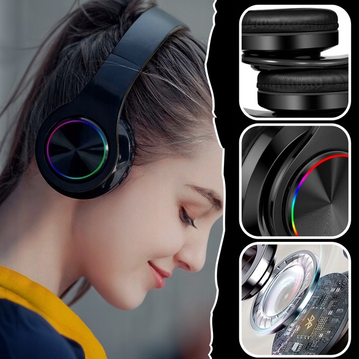 SŁUCHAWKI BEZPRZEWODOWE B39 BLUETOOTH MP3 NAUSZNE MIKROFON RGB DLA DZIECKA