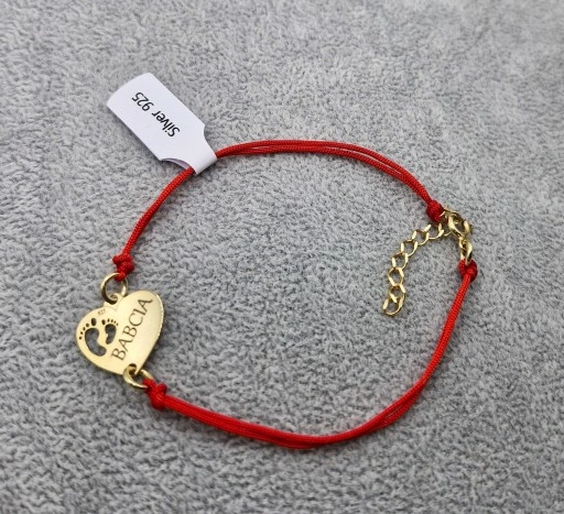 BRANSOLETKA SREBRO ZŁOCONE SERCE STÓPKI GRAWER