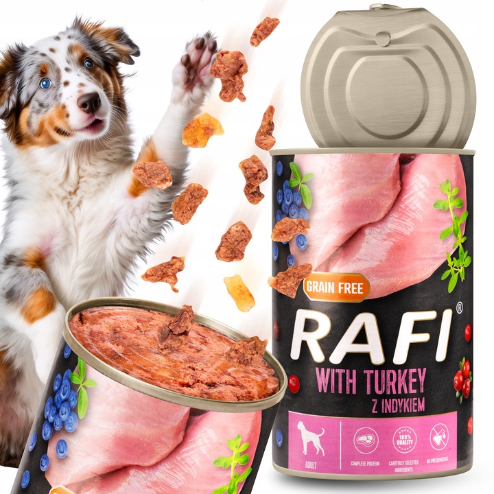 MOKRA KARMA DOLINA NOTECI RAFI ADULT BEZ ZBÓŻ PUSZKA MIX SMAKÓW 24 x 400G