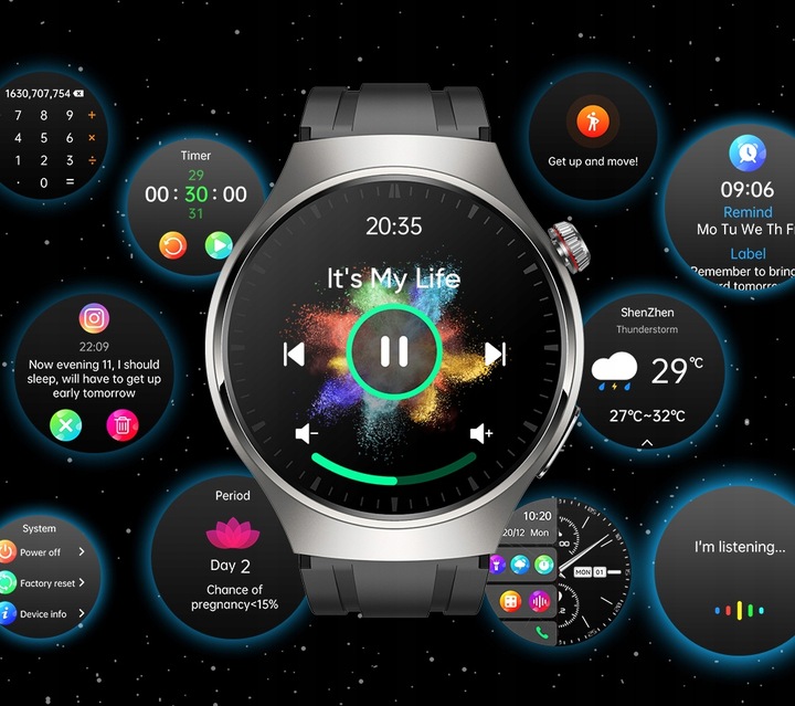 Zegarek KARDIOWATCH Ciśnieniomierz Asystent Glukozy EKG Analiza Krwi AMOLED