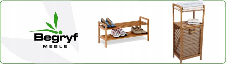 KOSZ NA PRANIE wąski REGAŁ bambusowy do ŁAZIENKI wysuwany PÓŁKI bambus loft