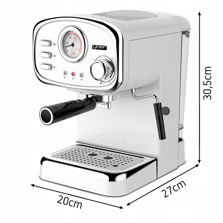 Kolbowy ekspres ciśnieniowy Yoer Breve 1100 W biały