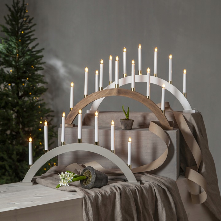 Świecznik adwentowy drewniany brązowy GILLIAN