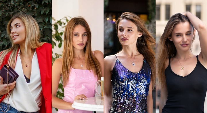 NASZYJNIK SREBRNY 925 + WISIOREK SERDUSZKO, PROJEKTOWANIE MARKI CDE