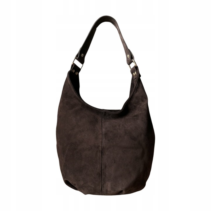 CZEKOLADOWA ZAMSZOWA TOREBKA WOREK BRĄZOWA TOREBKA ZAMSZ NATURALNY ZAMEK