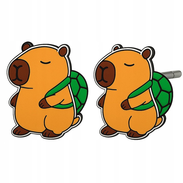 Srebrne kolczyki kapibary dla dzieci sztyfty wkrętki srebro próba 925