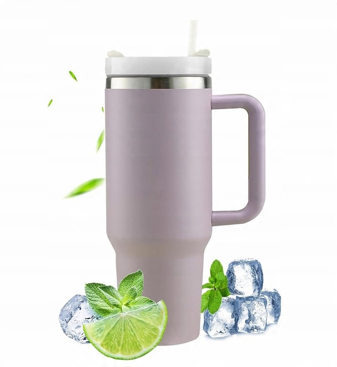 KUBEK TERMICZNY ZE SŁOMKĄ I USTNIKIEM TERMOS DO SAMOCHODU 1200ML fioletowy