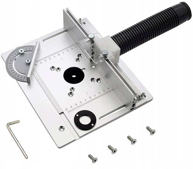 ALUMINIOWA PŁYTA DO STOŁU FREZARKI Z PROWADNICĄ UKOŚNĄ I PŁOTEM PRZESUWANYM