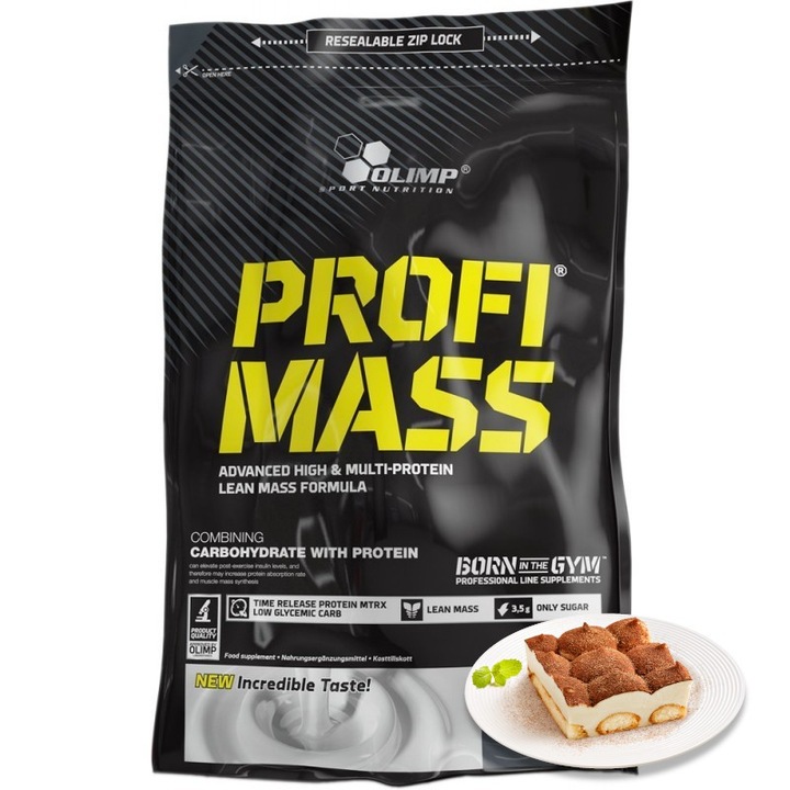 OLIMP PROFI MASS 1 KG TIRAMISU GAINER BIAŁKO MASA BULK