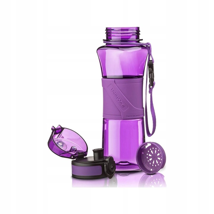BUTELKA NA WODĘ SPORTOWA 550ML SHAKER DO BIAŁKA DO ODŻYWEK TRITAN FIOLETOWY