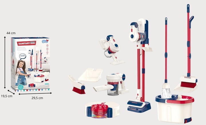 Zestaw Sprzątający 8w1 Odkurzacz Pionowy dla Dzieci Robot Mop Miotła 3 L+