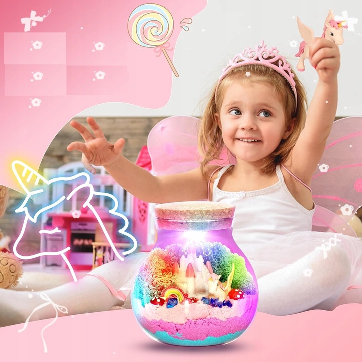 Zestaw Kreatywny Magiczne Terrarium Jednorożca DIY z Podświetleniem LED