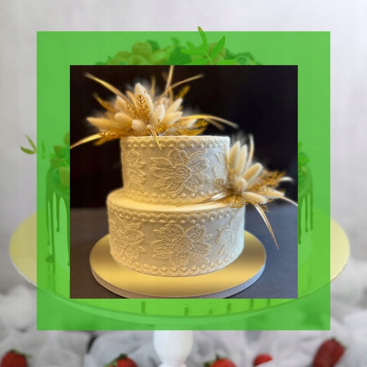 PODKŁAD POD TORT 20 cm ZŁOTY ZESTAW