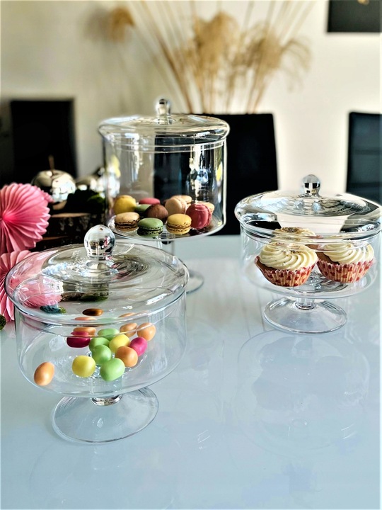 Bomboniera szklana pojemnik bombonierka h21 d21