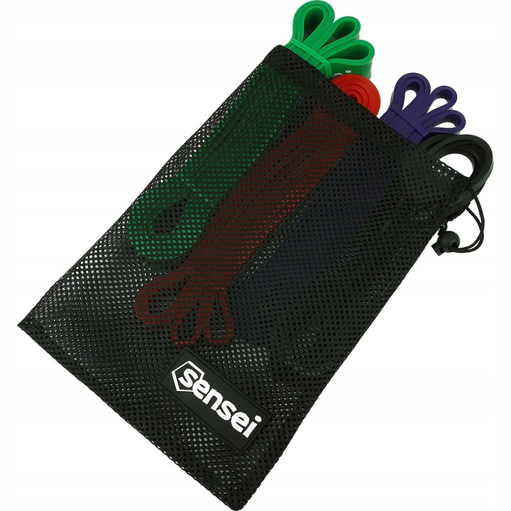 ZESTAW 4 GUM POWER BAND + UCHWYT, Taśmy do Ćwiczeń Oporowych, Podciągania