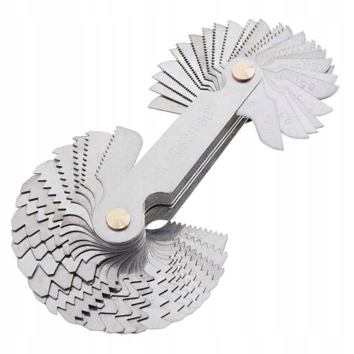 MIERNIK GWINTU WZORNIK ZARYSU METRYCZNE CALOWE 52 listki