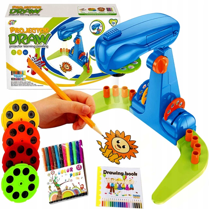 PROJEKTOR RZUTNIK DO NAUKI RYSOWANIA MALOWANIA ZE SLAJDAMI 32 SLAJDY MAZAKI