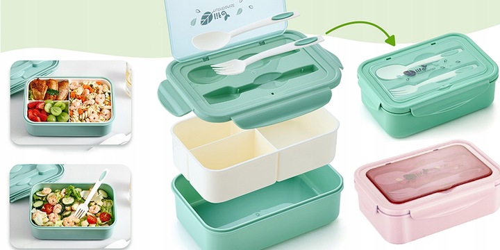 ŚNIADANIÓWKA LUNCHBOX POJEMNIK BOX BENTO 1400ML DZIECKA PUDEŁKO DO SZKOŁY