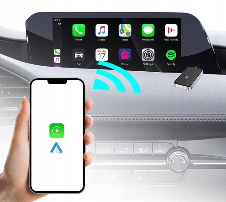 Bezprzewodowy Adapter USB TRADEBIT 2w1 CarPlay Android Auto do samochodu
