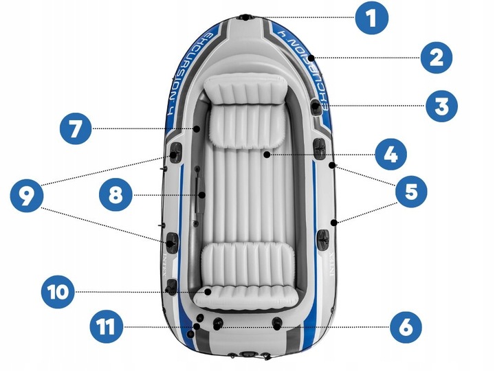 Ponton Wędkarski Excursion 4 os. Intex Pompka + Wiosła 68324 MODEL 2025
