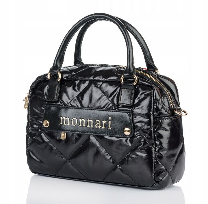 Torebka Damska Listonoszka MONNARI Pojemna KUFEREK Pikowana Lakierowana