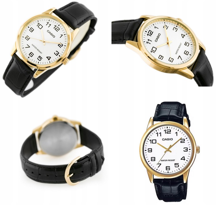 ZEGAREK MĘSKI CASIO APOLLO +BOX +GRAWER skórzany cyfry czarny klasyczny