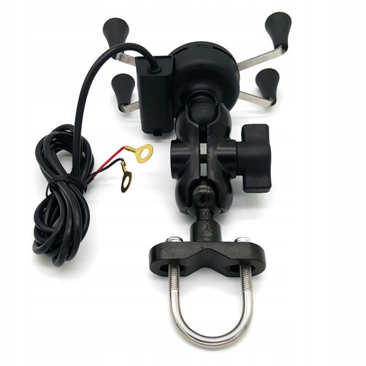 UCHWYT NA TELEFON Z ŁADOWARKA USB MOTOCYKLOWY