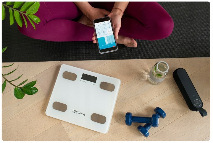 INTELIGENTNA WAGA ŁAZIENKOWA BLUETOOTH ANALITYCZNA APLIKACJA ZEEGMA 17W1