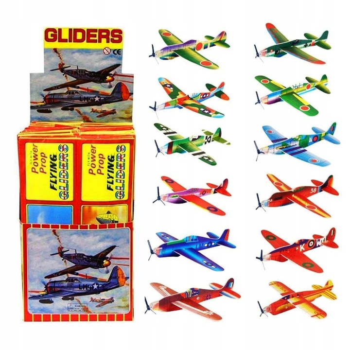 Samolot Styropianowy 20cm Szybowiec Myśliwiec 48 sztuk całe Opakowanie