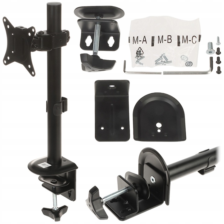 Uchwyt biurkowy monitora BRATECK-LDT66-C01 do 32 cal regulowany VESA czarny