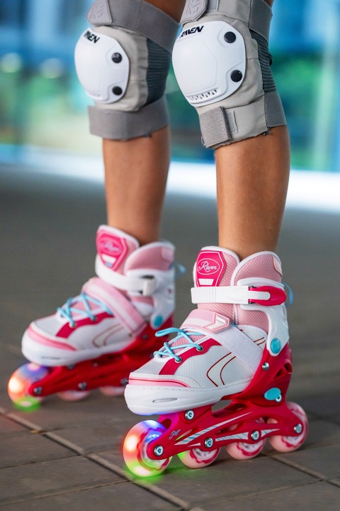 Rolki Regulowane RAVEN Lia Pink 30-33 Kółko LED