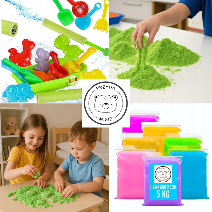 DUZY ZESTAW XXL PIASEK KINETYCZNY 5 KG BASEN ŁOPATKA PIASKOWNICA STATEK