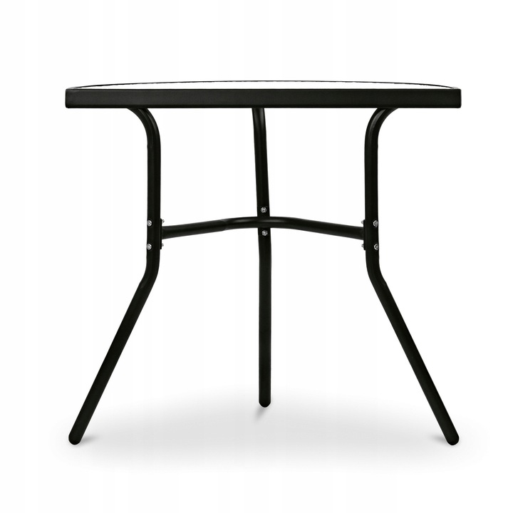 Stolik Metalowy Półokrągły ze Szklanym Blatem Hartowanym do Balkonu Taras