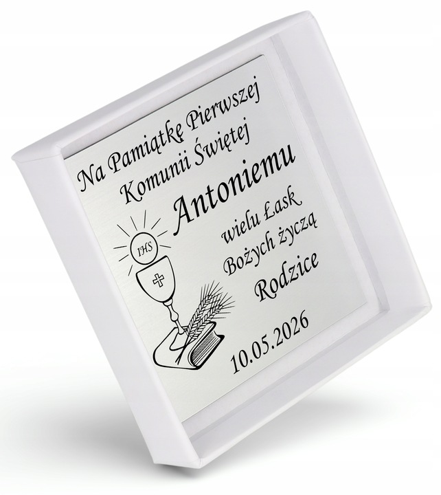 Krzyżyk srebrny łańcuszek zestaw komunijny dla chłopca na prezent chrzest