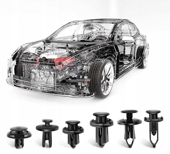 1240 SZTUK SPINKI KLIPSY KOŁKI DO AUTA TAPICERKI SAMOCHODOWE 5x NARZĘDZIA