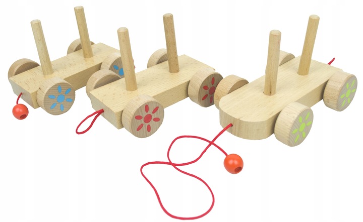 LT333 NOWY DREWNIANY POCIĄG Z WAGONAMI I KLOCKAMI WIEJSKA SCENERIA