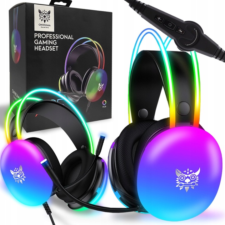 ONIKUMA X25 SŁUCHAWKI GAMINGOWE NAUSZNE PRZEWODOWE Z MIKROFONEM DO PC RGB