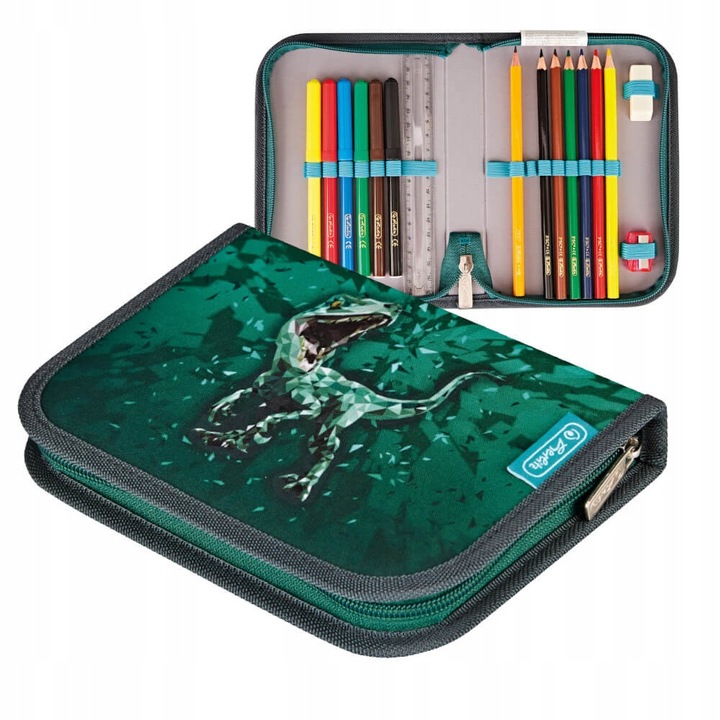 Zestaw tornister plecak szkolny Loop Plus Green Rex dinozaur 6-9lat HERLITZ