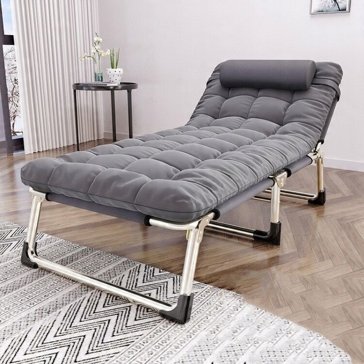 Łóżko polowe turystyczne składane 190x68cm poduszka materac v7