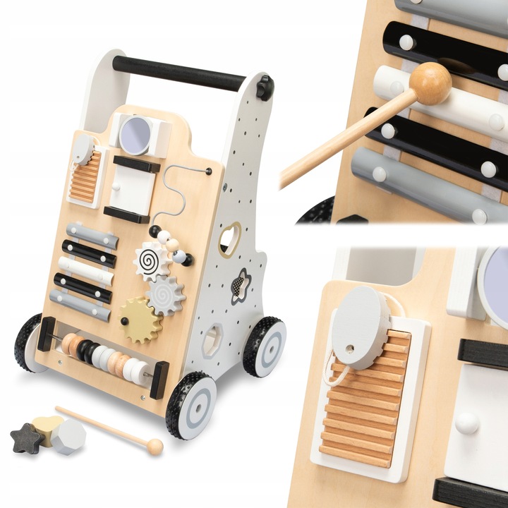 CHODZIK PCHACZ INTERAKTYWNY DLA DZIECI JEŹDZIK EDUKACYJNY 2W1 CZARNO-BIAŁY