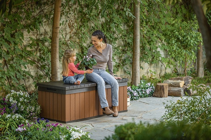 Skrzynia balkonowa ogrodowa DARWIN BOX pojemna 380L Brąz na balkon